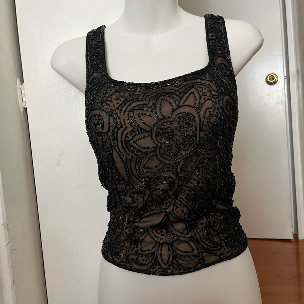 Sean Collection Black Beaded Tank Top